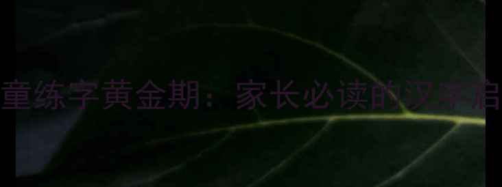 图片 3-7岁儿童练字黄金期：家长必读的汉字启蒙指南2