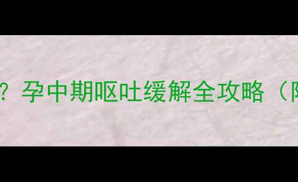 图片 孕4个月孕吐严重怎么办？孕中期呕吐缓解全攻略（附饮食清单+就医指南）2