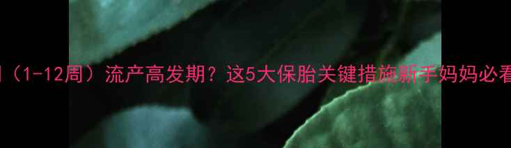 图片 孕早期（1-12周）流产高发期？这5大保胎关键措施新手妈妈必看！💡2