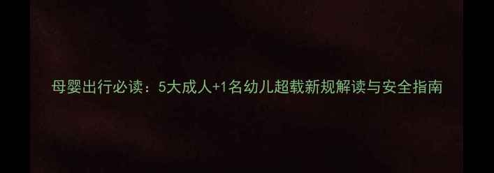 图片 母婴出行必读：5大成人+1名幼儿超载新规解读与安全指南