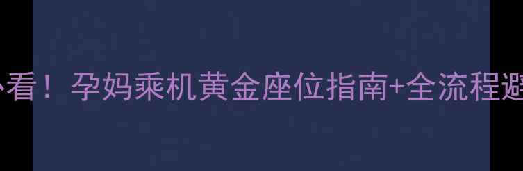 图片 🌟孕期出行必看！孕妈乘机黄金座位指南+全流程避坑手册✈️2
